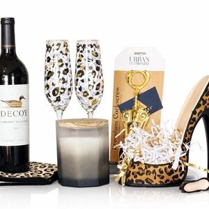 Leopard Print High Heel Shoe with Gold Accents